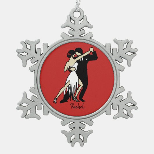 タンゴダンサー スノーフレークピューターオーナメント (正面)