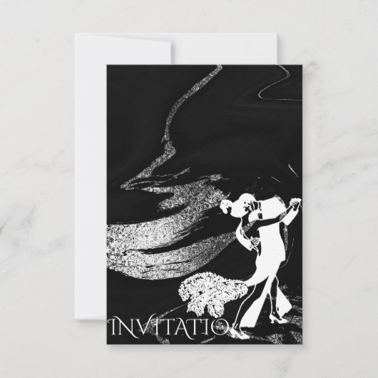 タンゴダンスアールヌーボーブラックマーブル 招待状 (正面)