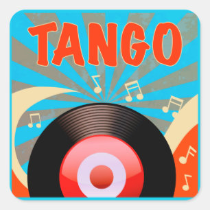 タンゴビニールのレコードと音楽ノートポップ・アートのアート スクエアシール