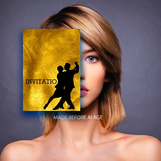 タンゴフラメンコラテンダンスゴールデンフォイル 招待状