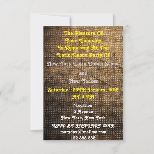 タンゴラテンダンスパーティの招待状 招待状 (裏面)