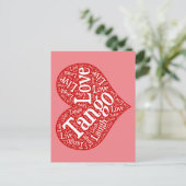 タンゴラブライブと笑い赤いハートワードアート ポストカード (スタンド正面)