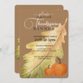 タンサンクスギビングのオークリーフ&カボチャ 招待状 (正面/裏面)