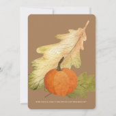 タンサンクスギビングのオークリーフ&カボチャ 招待状 (裏面)