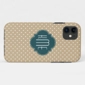 タンサンド水玉模様ティール（緑がかった色）クローバーモノグラム Case-Mate iPhoneケース (裏面(横))