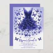 タンザナイトバタフライドレス12月の誕生石 招待状 (正面/裏面)