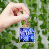 タンザナイト紫紫陽花、青紫マゼンタの花 キーホルダー (手)