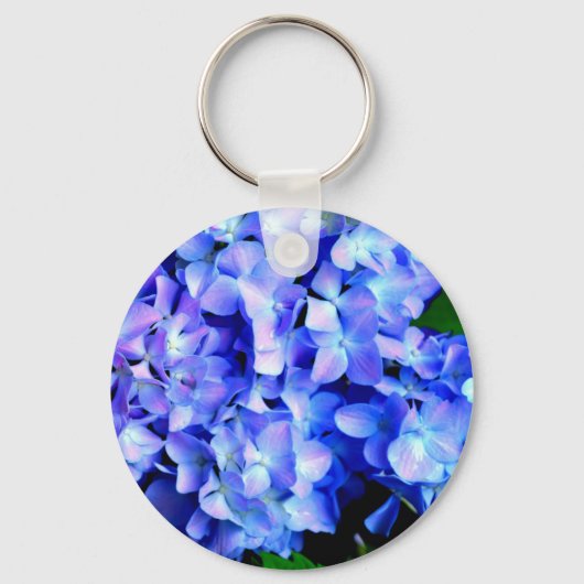 タンザナイト紫紫陽花、青紫マゼンタの花 キーホルダー (正面)
