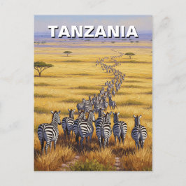 タンザニアおもしろいセレンティ国立公園ゼブラ ポストカード