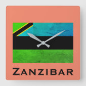 タンザニアのザンジバル島 スクエア壁時計 (正面)