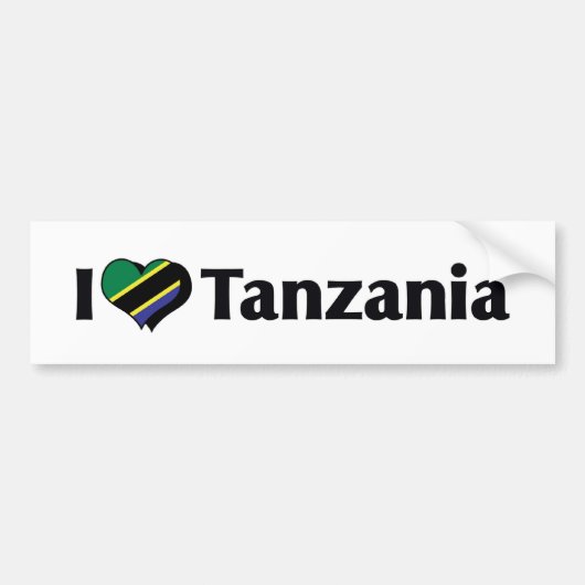 タンザニアの国旗が好き バンパーステッカー (正面)