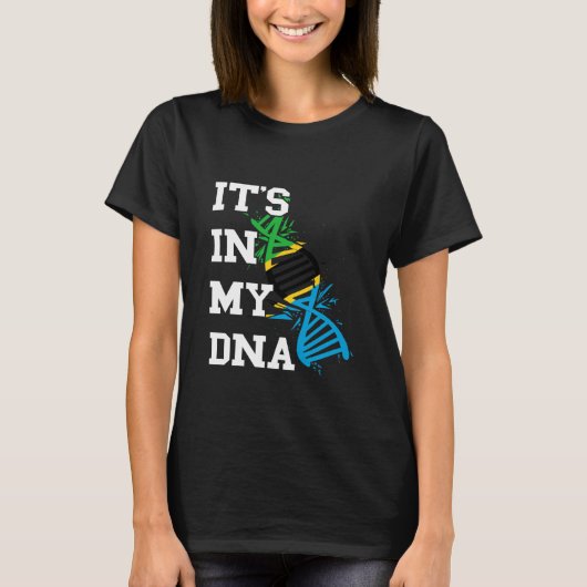 タンザニアの旗がDNA分子に入っている タンザニア人である誇り Tシャツ (正面)