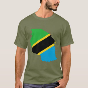 タンザニアの旗の地図 Tシャツ