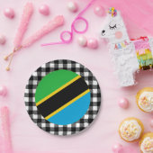 タンザニアプレート、バッファロー・プレイド&タンザニア国旗 ペーパープレート (パーティー)