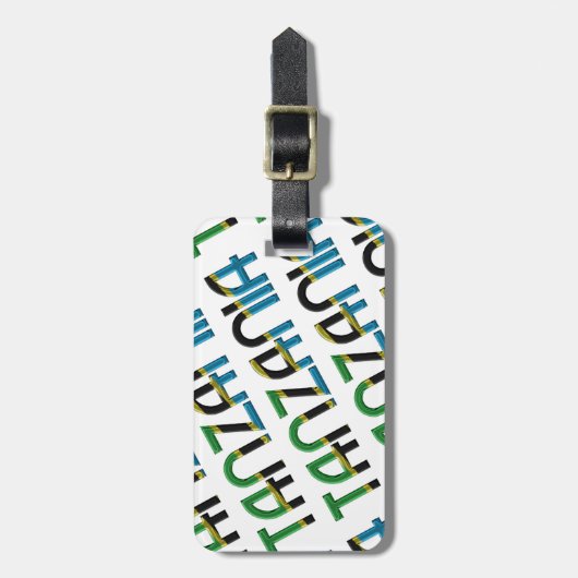 タンザニア国旗のタイポグラフィパターン ラゲッジタグ (正面縦)