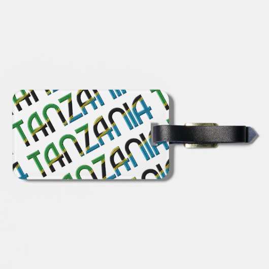 タンザニア国旗のタイポグラフィパターン ラゲッジタグ (裏面横)