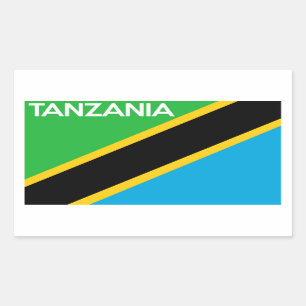 タンザニア国旗の文字名 長方形シール