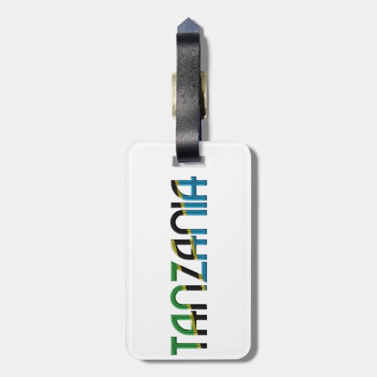 タンザニア国旗の色のタイポグラフィ ラゲッジタグ (裏面縦)