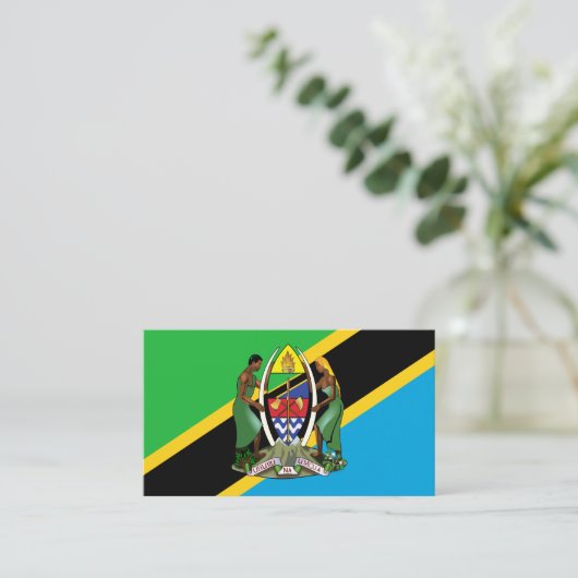 タンザニア国旗・コート・オブ・アームズ、タンザニア国旗 名刺 (スタンド正面)