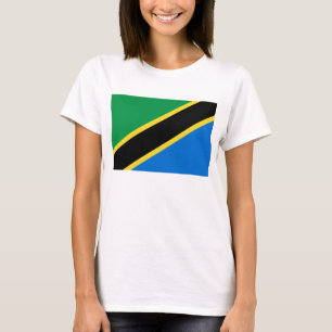 タンザニア国旗x地図Tシャツ Tシャツ