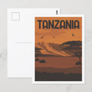 タンザニア有名トラベルプレイスイラストレーション ポストカード