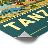 タンザニア・アフリカヴィンテージ有名な旅行場所 ポスター (角)