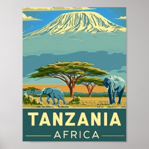 タンザニア・アフリカヴィンテージ有名な旅行場所 ポスター