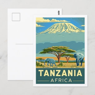 タンザニア・アフリカヴィンテージ有名な旅行場所 ポストカード