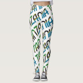 タンザニア・アフリカ国旗のタイポグラフィパターン レギンス (正面)