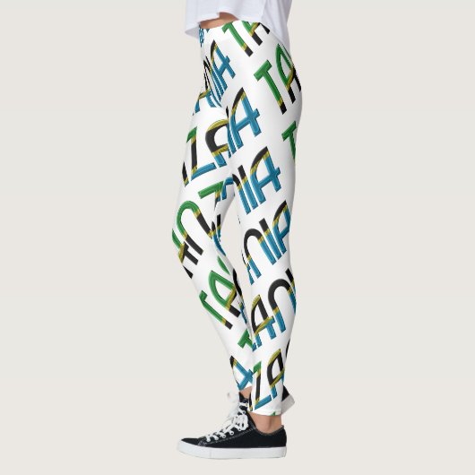 タンザニア・アフリカ国旗のタイポグラフィパターン レギンス (左)