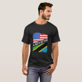 タンザニア アメリカ 米国 タンザニア人のルーツ 両方持ってる Tシャツ (正面フル)