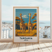 タンザニア+キリン+サファリ+旅行+ポスター+アート ポスター
