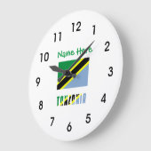 タンザニア タンザニア国旗 緑 カスタマイズ ラージ壁時計 (傾斜)