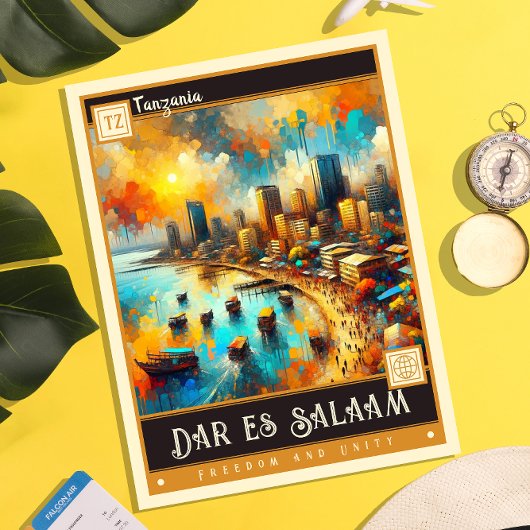 タンザニア，ダルエスサラーム |ヴィンテージ絵を描ー ポストカード