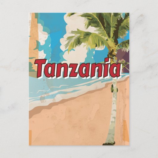 タンザニア ビンテージ 旅行ポスター ポストカード (正面)