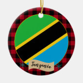 タンザニア、レッドバッファロープレイド&タンザニア国旗 セラミックオーナメント (正面)
