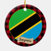 タンザニア、レッドバッファロープレイド&タンザニア国旗 セラミックオーナメント (裏面)