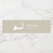 タンシャタムケープコッドの地図と赤いハート結婚の ペットボトルラベル (シングルラベル)