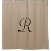 タンシャワーカーテン(濃い茶色のイニシャル付き) シャワーカーテン (正面)