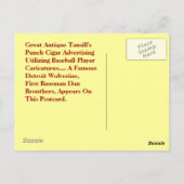 タンシルの葉書広告VNTG野球 ポストカード (裏面)