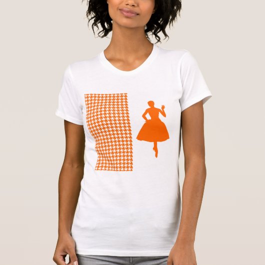 タンジェモダンリン千鳥格子の(シルエット付き) Tシャツ (正面)