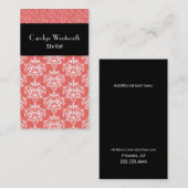 タンジェリンかわいらしダマスク名刺 名刺 (正面/裏面)
