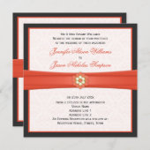 タンジェリンとダークグレー結婚の宝石招待状 招待状 (正面/裏面)