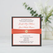 タンジェリンとダークグレー結婚の宝石招待状 招待状 (スタンド正面)