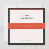 タンジェリンとダークグレー結婚の宝石招待状 招待状 (裏面)