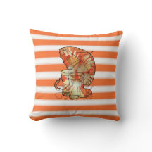 タンジェリンとホワイトストライプ傘&レインブーツ