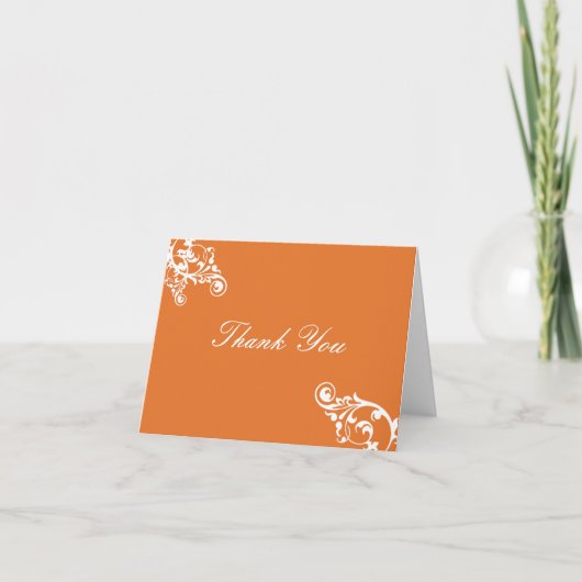 タンジェリンと白の花開きありがとう サンキューカード (正面)