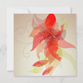 タンジェリンの抽象的な花 招待状 (裏面)