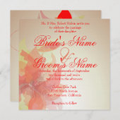 タンジェリンの抽象的な花 招待状 (正面/裏面)