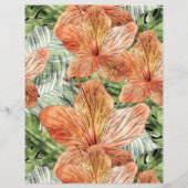 タンジェリンはっきりしたトロピカルフローラ水彩画 (裏面)